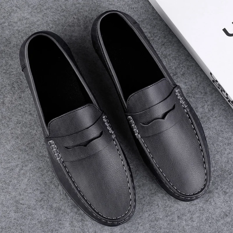 Men's Daily Casual Leather Shoes Driving Shoes New Doudou Men's Shoes Outdoor Lazy One-Pedal Loafers
