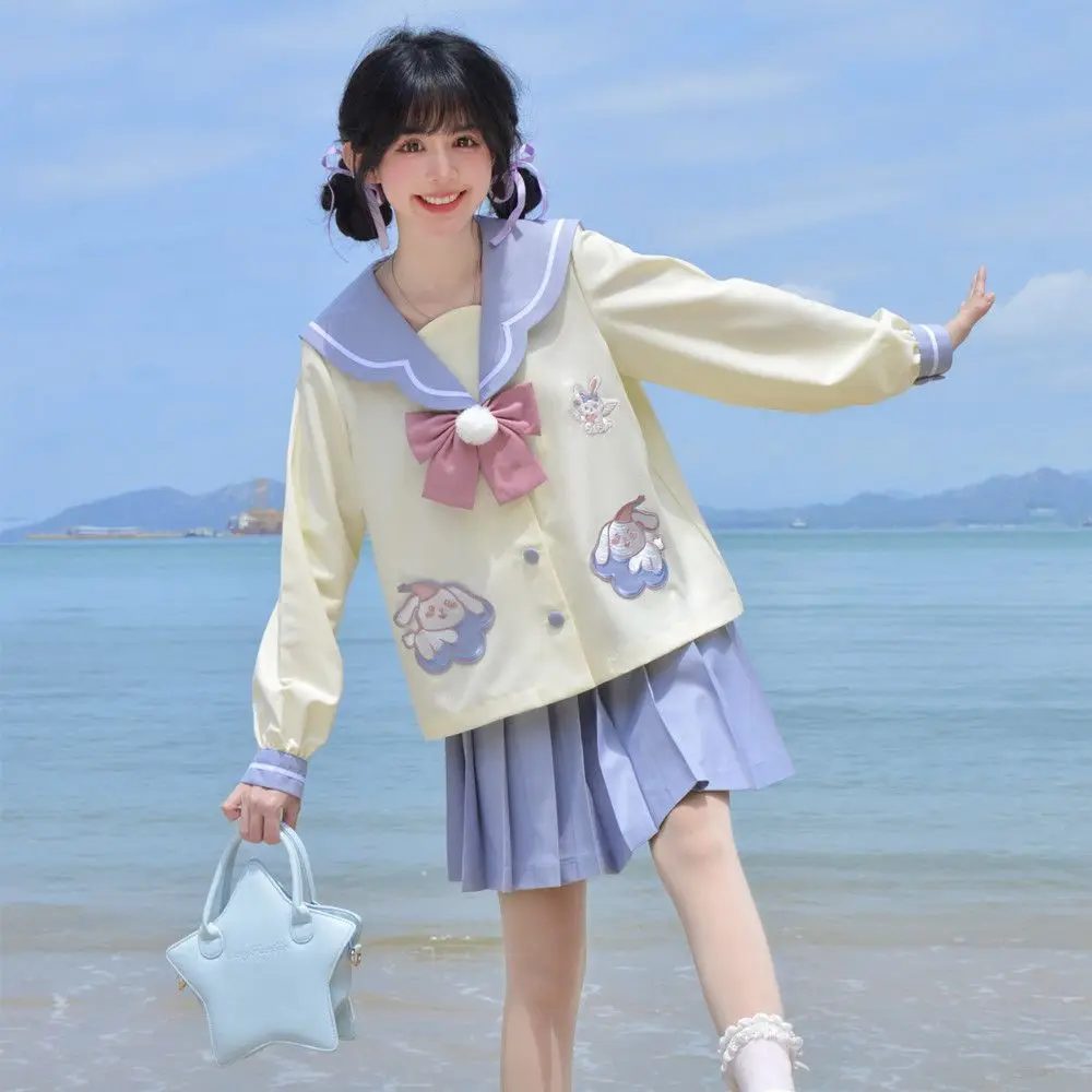 Uniforme de marin lapin violet Kawaii, uniforme scolaire pour femmes, uniforme de Cosplay Anime doux Jk, Halloween carnaval, été automne 2024