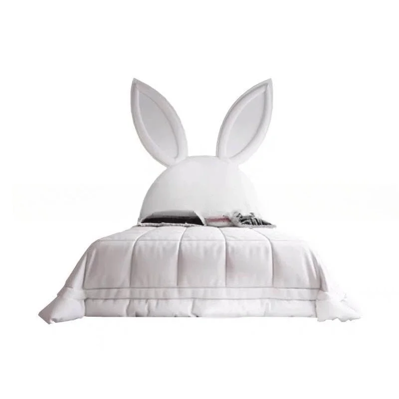 

European neoclassical soft bag bed, rabbit ear girl bed sheet human children's bed, bedroom fabric double bed