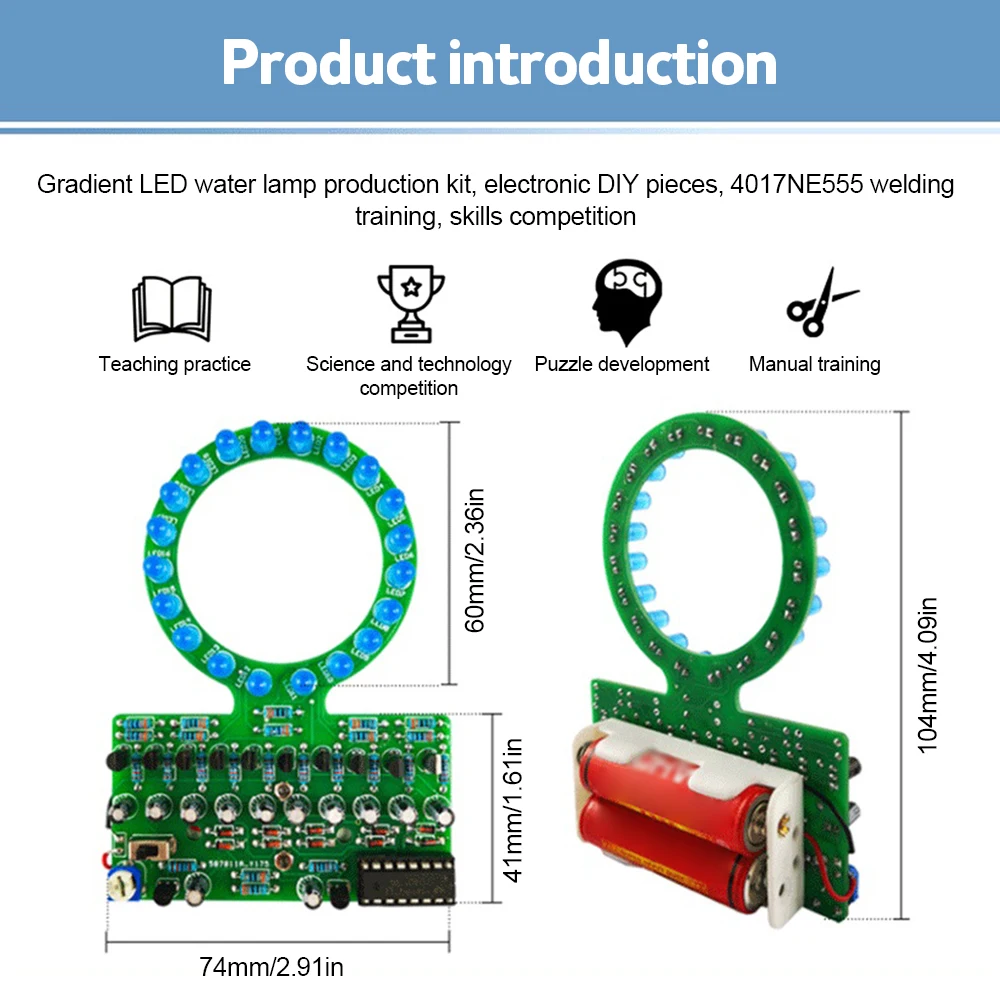 LED Flashing Lights Soldering Practice Board D4017 Water Flowing Led DIY Kit for SMD SMT Welding Practice