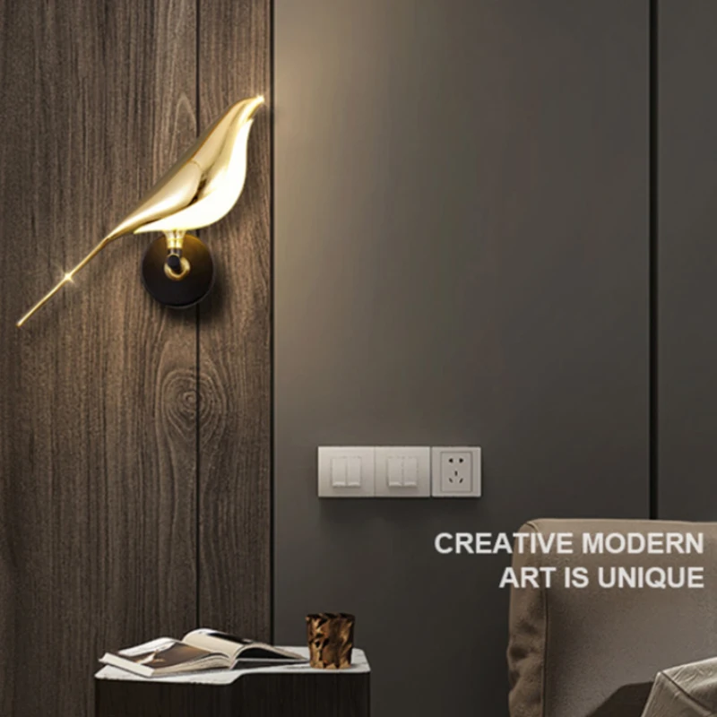 

Modern LED Wall Lamp Magpie Bird Light Indoor Lighting Home Bedside Bedroom Living Room Simplicity Art Decorative Sconce Light