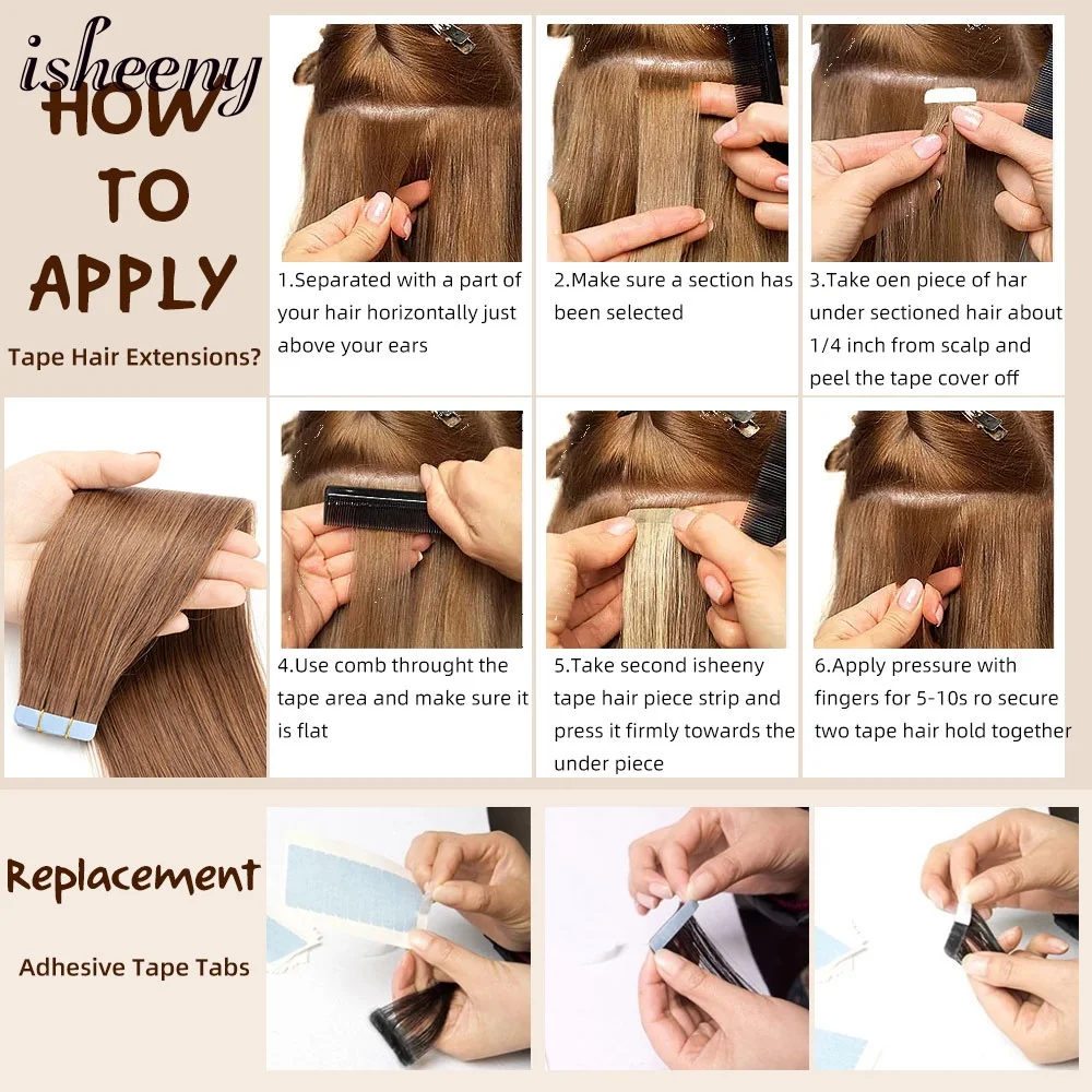 Tape In Human Hair Extensions Natural Straight 100% Human Hair Machine Remy 12\