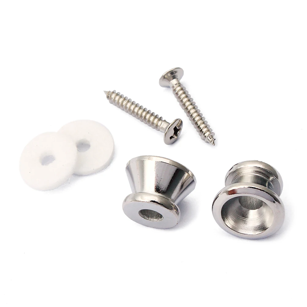 

2 Pcs Tail Nail Bass Guitar Parts Metal Strap Lock Suite Convenient to Use Button Locks for Electric