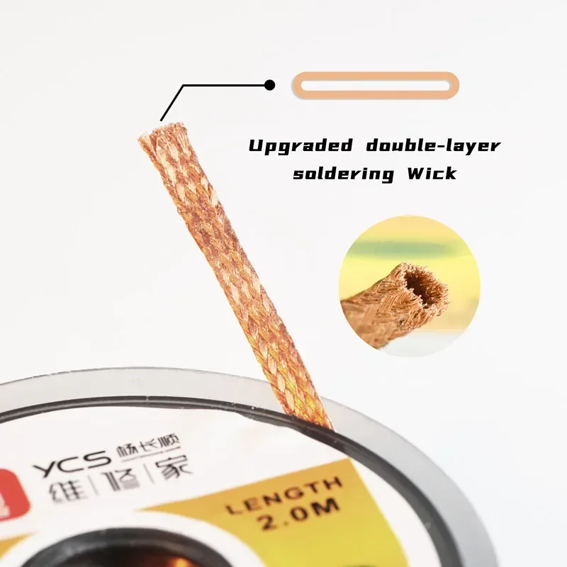 Ycs 2020 5 peças pavio de solda de camada dupla para solda pcb bga baixo resíduo calor condutor desoldering trança fio de remoção de estanho