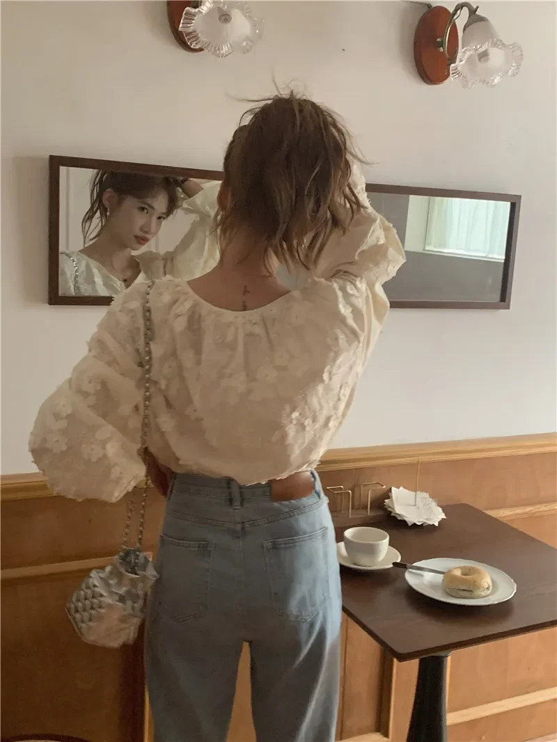 Summer Women Blouse Spring Shirt Female Woman Blouse Maxi Blusas Chiffon Casual Elegant Vintage Long Sleeve Oversize Loose White