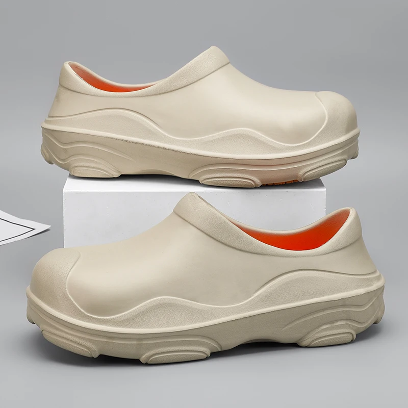 

2025 Мужская обувь для шеф-повара из ЭВА, Нескользящая водонепроницаемая маслостойкая обувь, удобные рабочие тапочки, уличная обувь для рыбалки, ленивые тапочки