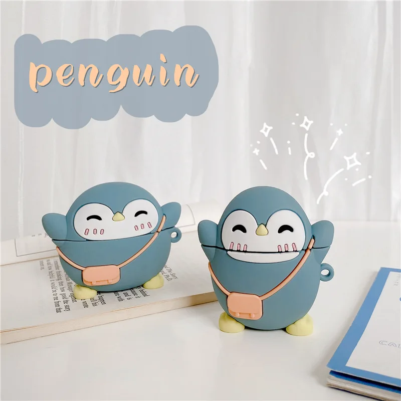 Cartoon Cute Penguin 3D Silicone Earphone Case For apple AirPods Pro 2 Case Cover Headset Box For AirPods 1/2/3 Cover Shell