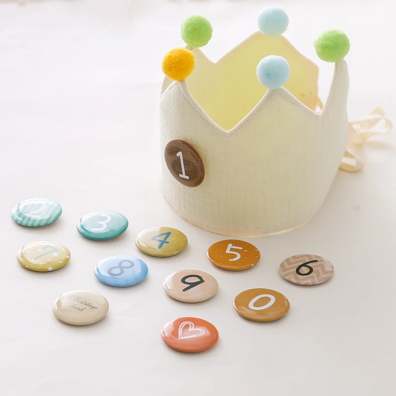 Baby Birthday Party Hat Mini Colorful Crown Headband Hat With Numbers Newborn Party Photography Props Birthday Party Decor Gifts