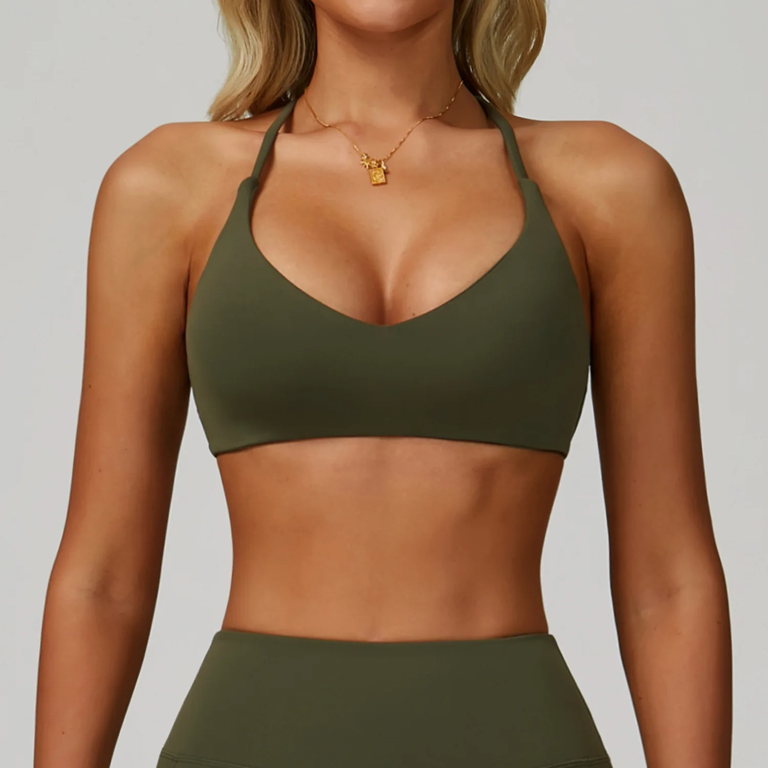 Solid Color U-Shaped Cross Back Women Fitness Sports Bra Top Gym Yoga Athletic Tight Workout Push-up Quick Drying Women Yoga Bra image 2
