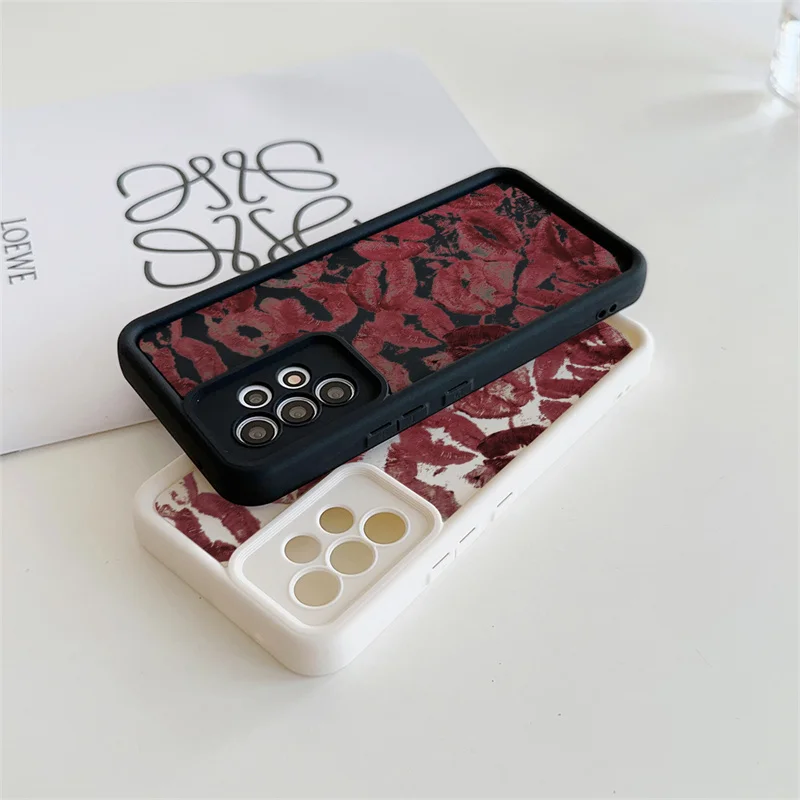 Custodia con stampa labbra rosse per Samsung Galaxy M54 F06 M16 M15 M34 M23 M31 M51 A22 M30S M20 M11 A31 A51 A71 A70 A50 A30 A13 A12 A03 A73
