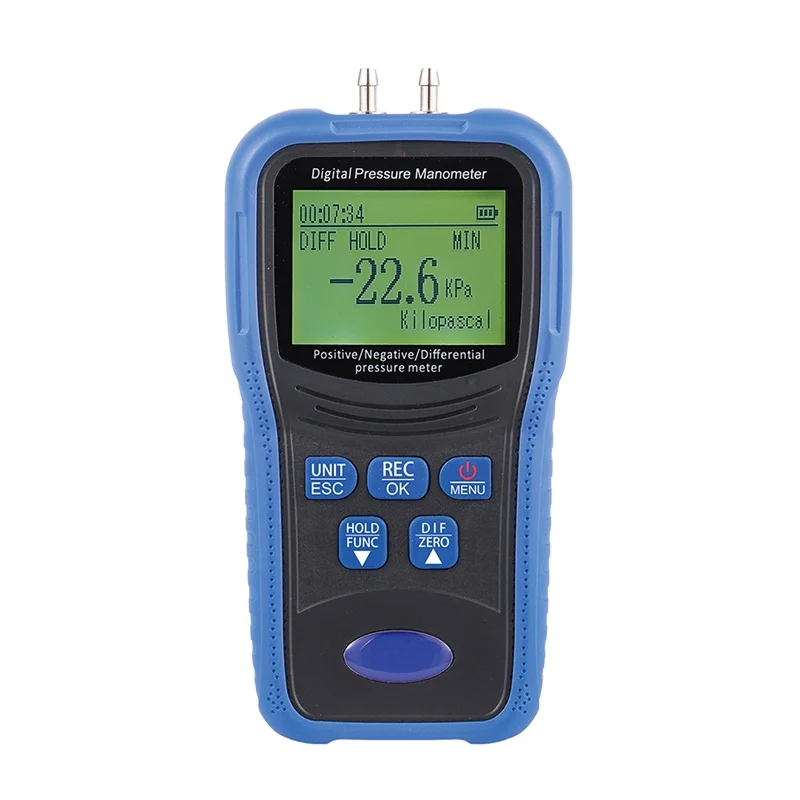 Digital Air Pressure Tester Handheld Differential Pressure Gauge Airflow Meter TM510