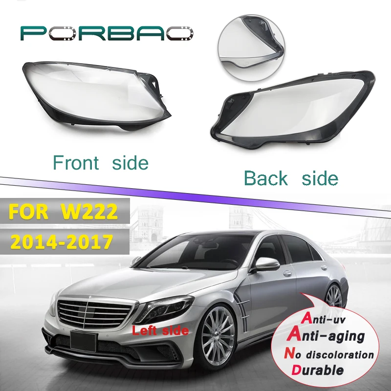 

4Doors for W222 S320 S400 S500 S600 Left&Right Headlight Transparent Glass Lens Cover 14-17 Replacement Headlamp Clear Shell DIY