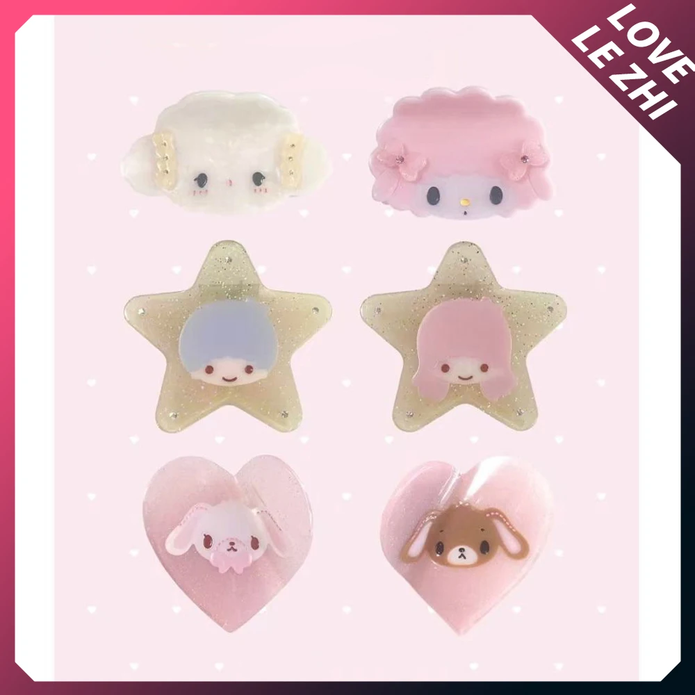 

Cartoon Kawaii Little Twin Stars Rabbit Hair Claw Clip Love Heart Five-Pointed Star Pink Yellow Claw Clip Hair Accessories