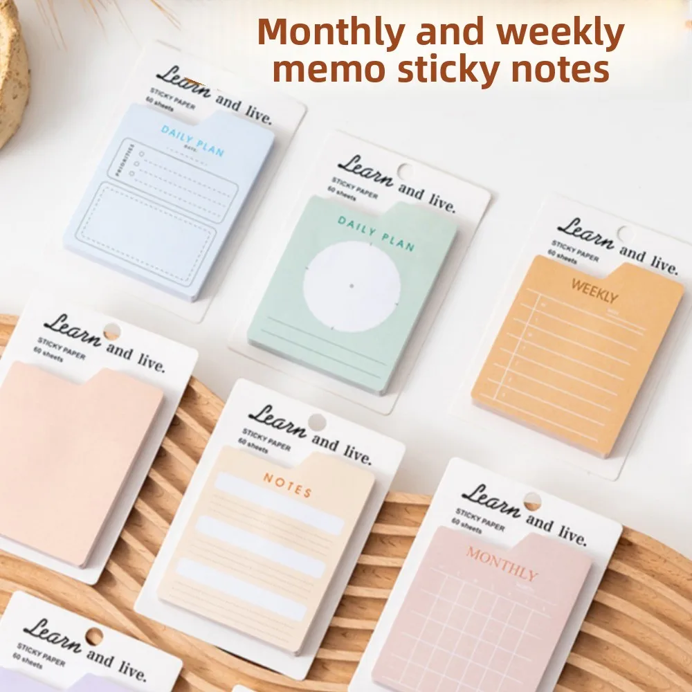 New 60 Pages Memo Pad Mini Self-adhesive List Note Paper Dual Daily Scheduler Planner Yearly Office Plan Paper