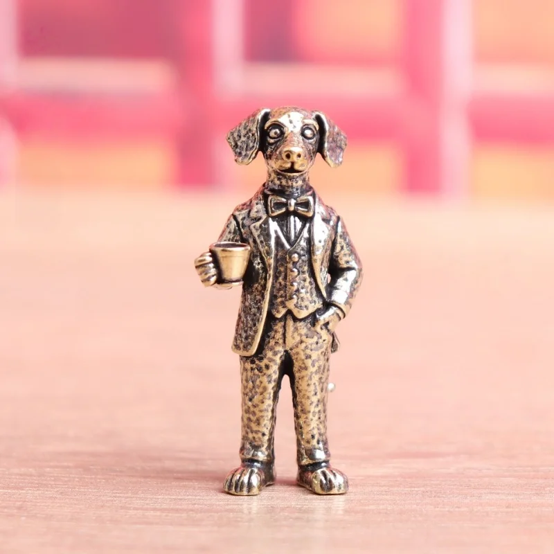 1 pièce, figurine de chien en laiton pur, élégante, pour décoration de bureau, adaptée à la décoration de bureau, du hall d'entrée, du bureau et de l'hôtel