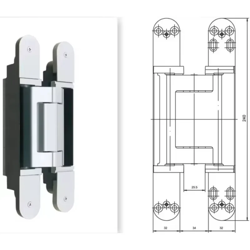 Style Zinc Alloy Hidden Heavy Duty 160KG 3D Invisible Adjustable Concealed Hinge for Heavy Duty Gate Wooden Swing Door