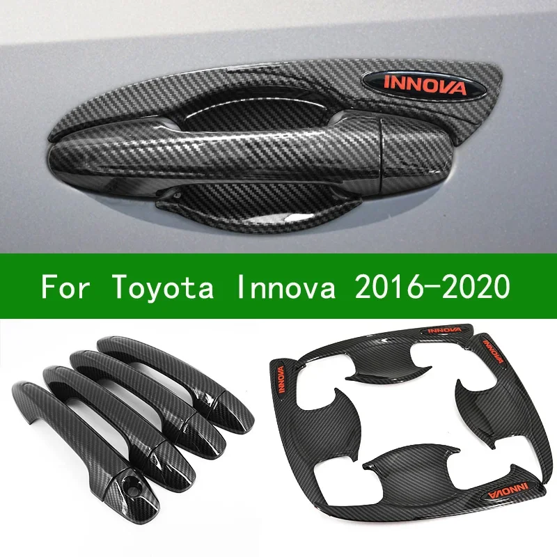 

For Toyota Innova AN140 2016-2019 car door handle bowl cover,carbon fiber pattern door handle cover trim 2016 2017 2018