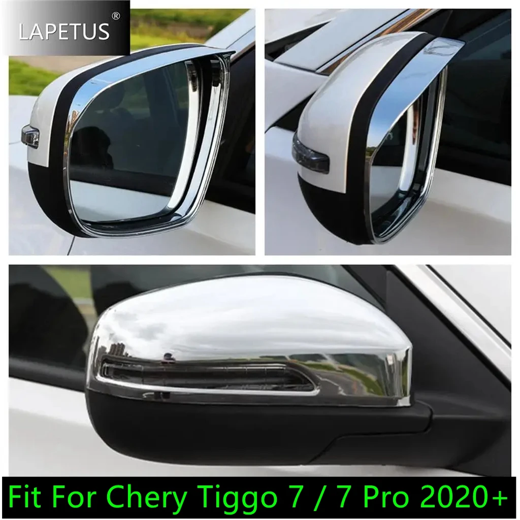 Rearview Mirror Rain Eyebrow Deflector Blades Rear View Cover Trim For Chery Tiggo 7 / 7 Pro 2020 2021 Car Chrome Accessories