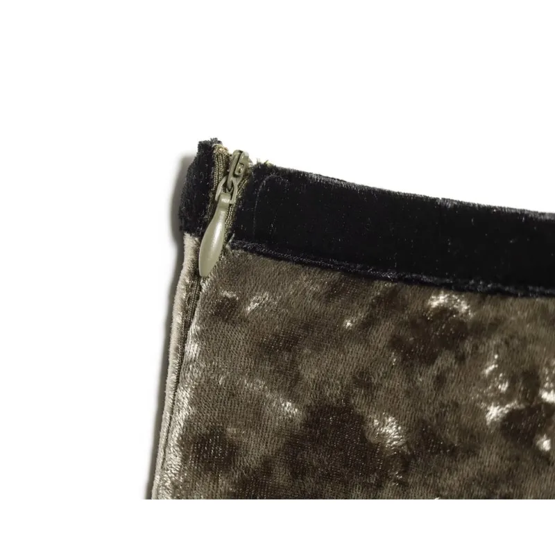 HipSeam النساء الدانتيل المخملية تنورة الخريف عالية الخصر المرأة مطوي تنورة سيدة عادية الجانب البريدي التنانير التنانير النسائية