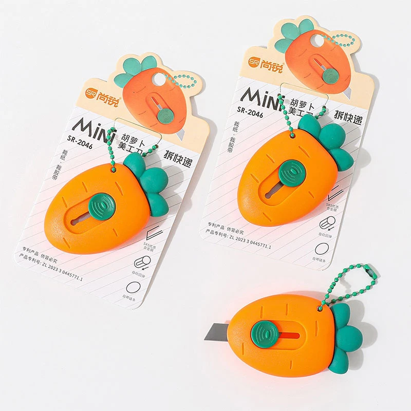 1/3Pcs Cute Portable Mini Avocado Strawberry Carrot Art Utility Knife Express Box Knife Paper Cutter Craft Wrapping Tools