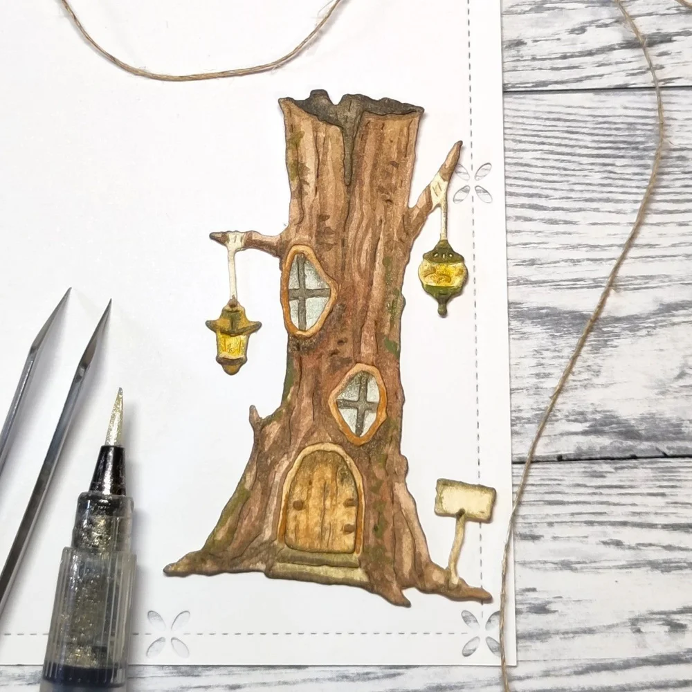 

House In Tree Trunk Metal Cutting Dies For Making Greeting Card Scrapbook Embossed Paper Album Diy Craft Template Decoration