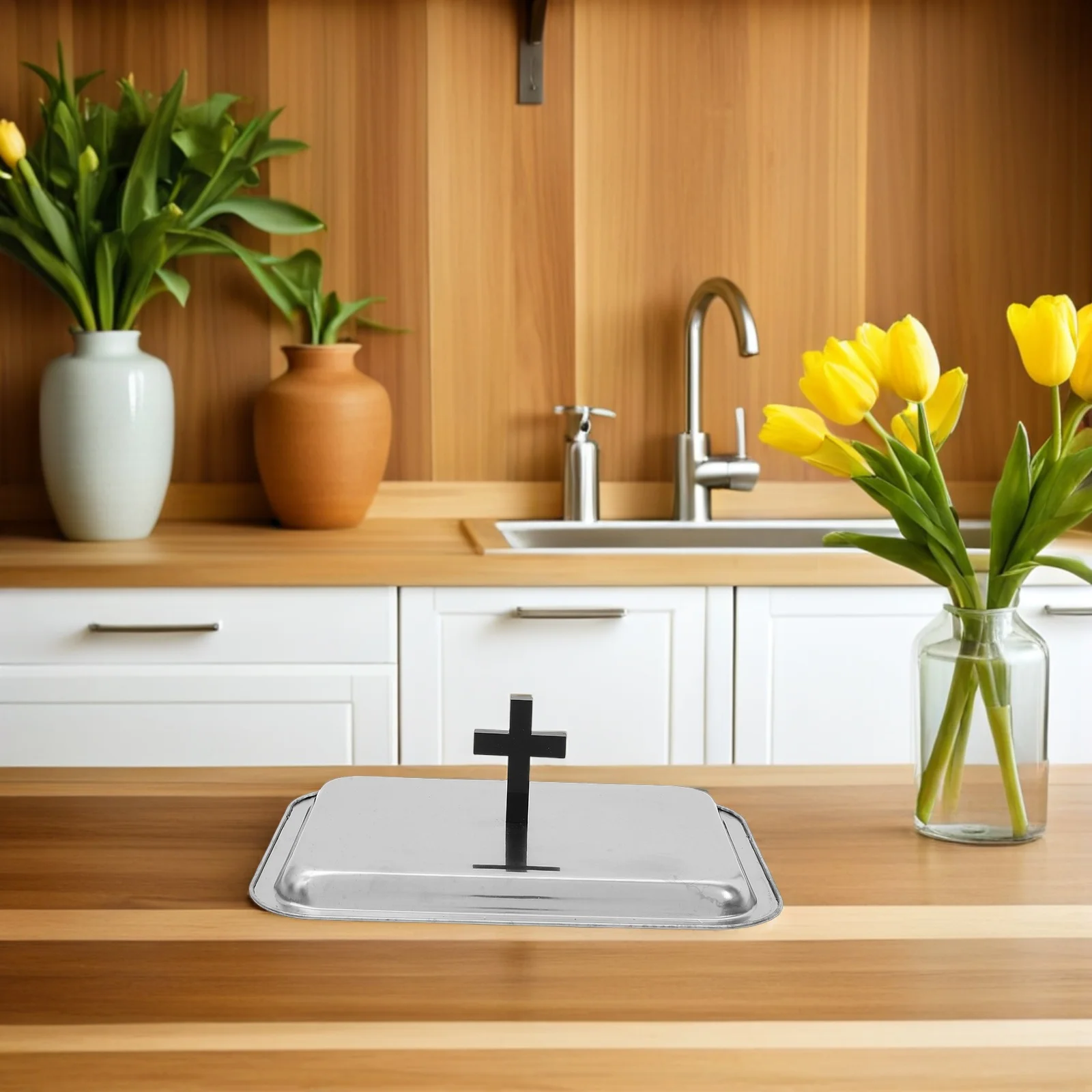 

Stainless Steel Lid for Communion Tray Religious Church Supplies Baptism Christening Christmas Party Serving Trays