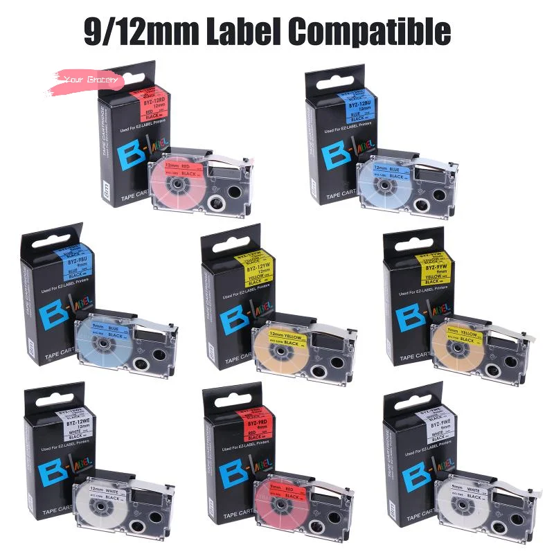 

Y-9/12mm Label Tape Compatible with XR-9WE XR-12XWR Ribbon Tape for KL-60L/100/120/130/170PLUS/180/E300/780/820/7400/8700/8800