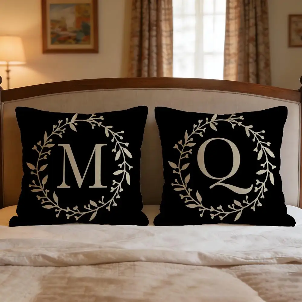 Pattern Monogram Cushion Cover 4Pcs Decorative Covers Soft Cushion Case for Sofa Couch Decor 40x40 45x45 Pillowcases