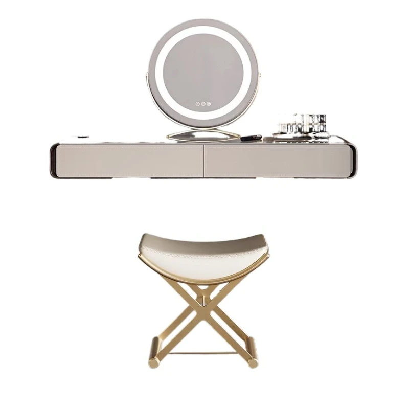 

Modern luxury design dresser with chair mirror and lighting dresser stool drawers bedroom dressing room