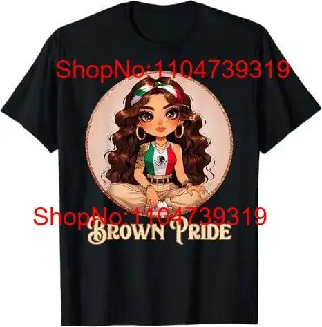 تي شيرت Brown Pride Chicana Chola Chibi Girl Hispanic Heritage Month تي شيرت عتيق مغسول مريح وجيد التهوية