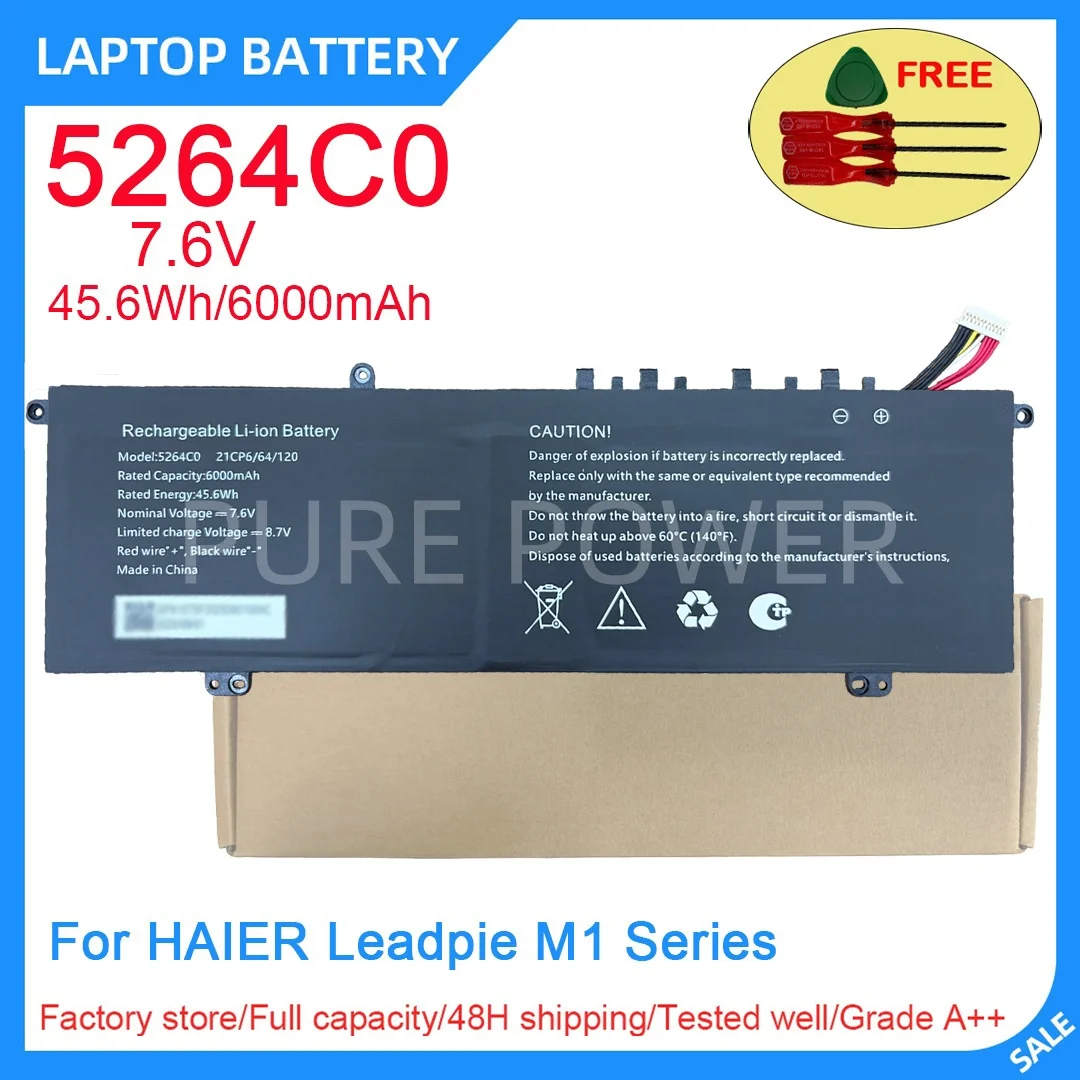 New Laptop Battery 5264C0 7.6V 45.6WH 6000mAh High Quality 11 Pin 10 Wire For HAIER Leadpie M1 Series
