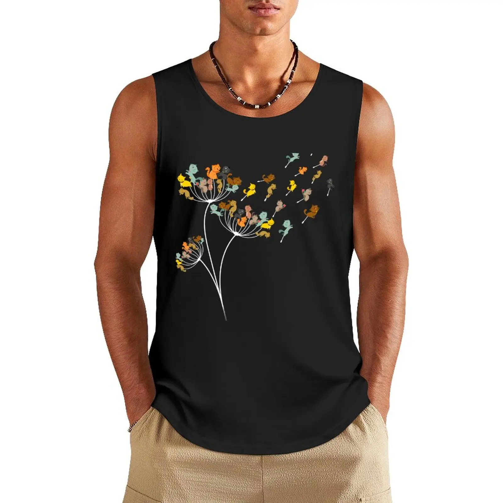 

Dandelion Cats Flower, Cat Owner Gift Tank Top bodybuilding t shirt singlet for men