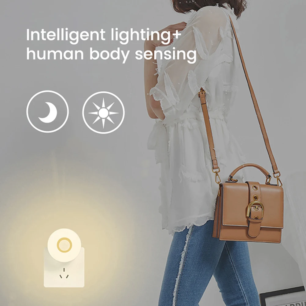 Led Night Light Plug In Night Lamp 3000K Color Temperature Button Switch Bathroom Night Light For Hallway Stairs Bedroom Kitchen