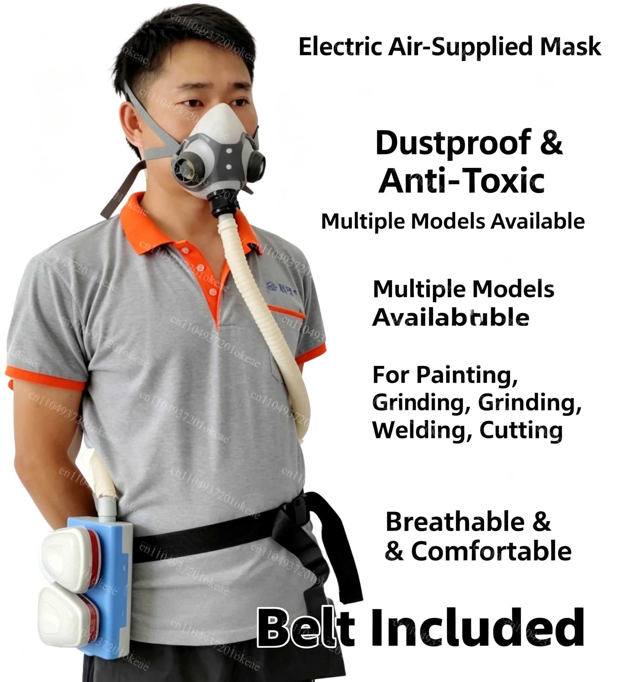Electric Powered Air Purifying Respirator, Dustproof Air Fed Mask for Polishing, Painting, Welding & Cutting Work