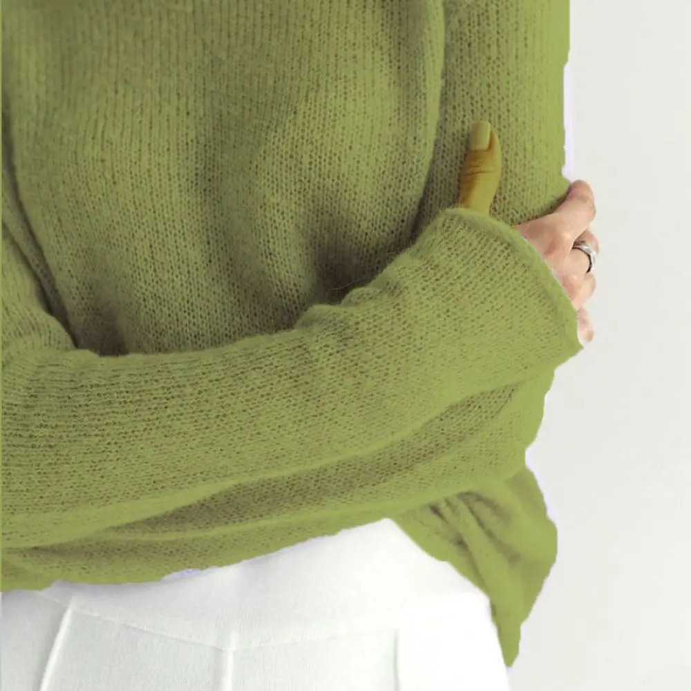 Modische Gestrickte Schicke Pullover mit Lochmuster Lässiger Rollkragen-Pullover Weicher Basis-Stil Pullover für Reisen – Detail 9