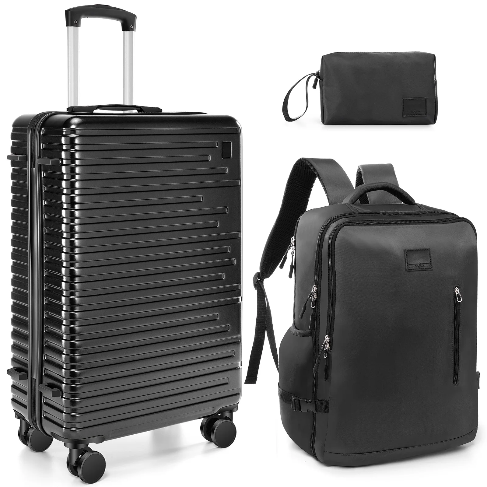 Juego de equipaje de 3/5 piezas, maleta de mano con ruedas giratorias, candado TSA, equipaje de 20/24/28 pulgadas, incluye mochila y neceser para viajes de negocios