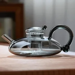 New Transparent Black Glass Teapot Glass Tea Set High Temperature Resistant Filter Tea Kettle