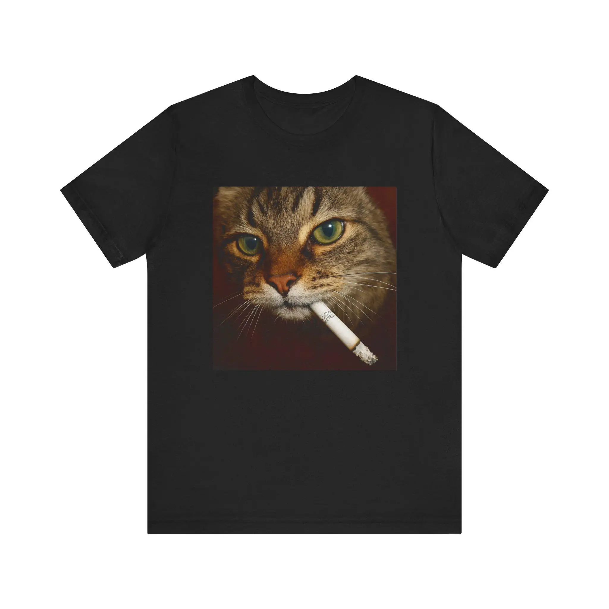 

Cat Expression Smoking Cat Graphic Print Summer Luxury Brand Pure Cotton Men's and Women's T-shirt Short Sleeve Street Fashion
