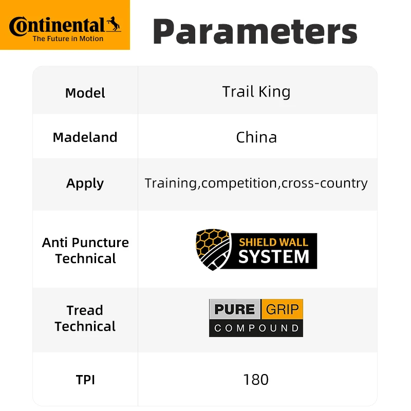 Trail King Continental 29x2.4 Mountain Bike Tires Wire Bead Tyre Non-Folding No Tubeless 51psi 3/180 TPI