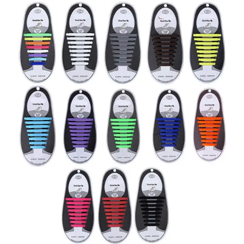 

16pcs Silicone Elastic Shoelaces Special No Tie Shoelace Lacing Kids Adult Sneaker Quick Shoe Lace Lazy Rubber Laces 13 Colors