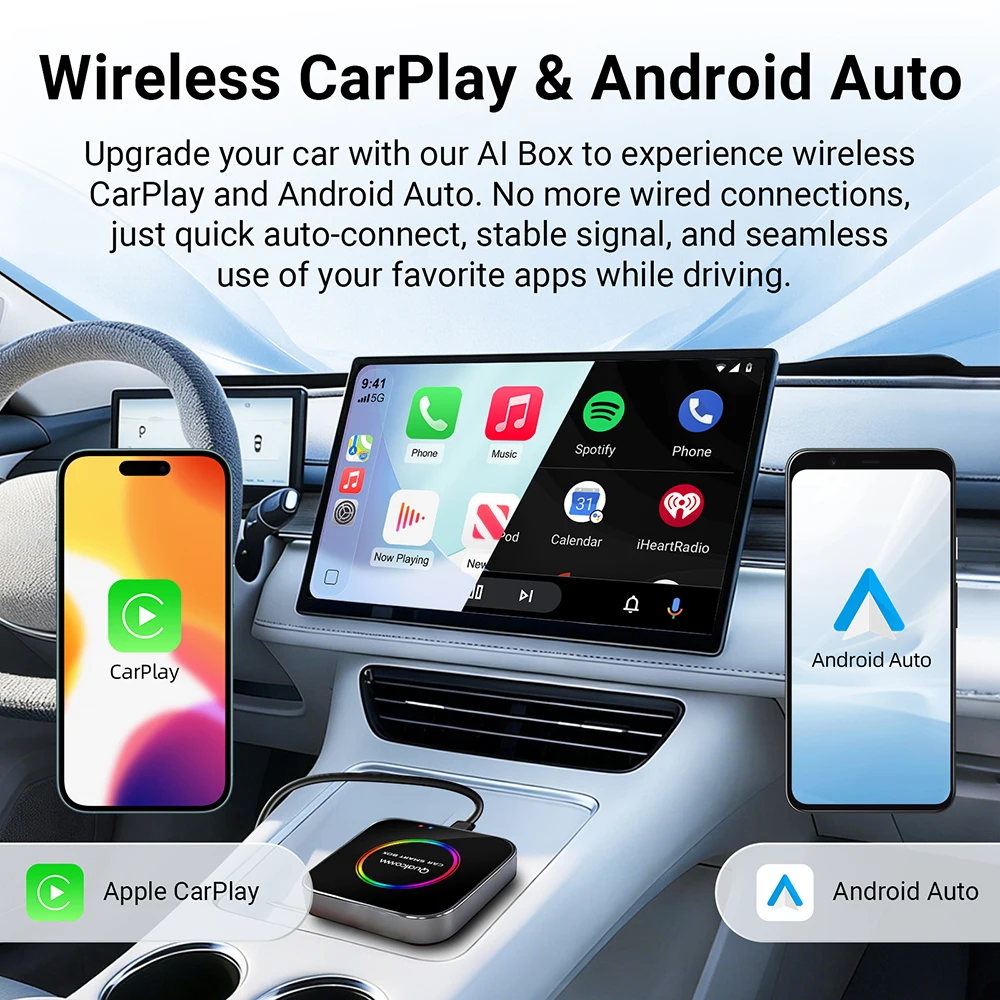 LEXXSON Android 13 CarPlay Ai Box 8 128G SM6115 8 Cores Wireless CarPlay Android Auto LED Video Streaming Box 4G LTE &WiFi GPS