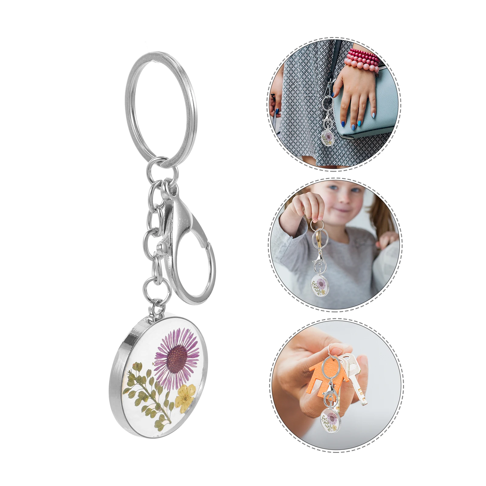 

Embossed Keychain Aesthetic Holder Pendants Flower Friendship Keychains Bag Charms for Women Decor Backpack Purse Flowers
