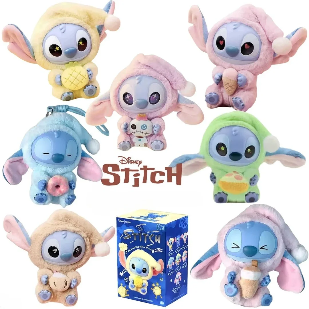 

MINISO новая серия Stitch Eat Some Thing Before Sleep, виниловая слепая коробка, сумка, подвеска, милая плюшевая кукла, загадочная коробка, игрушка-сюрприз, подарки