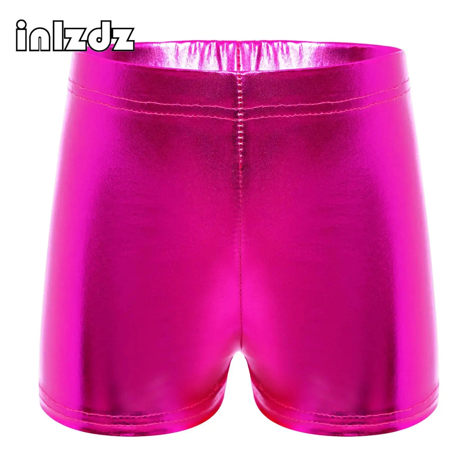 

Kids Girls Boys Jazz Dance Boxer Shorts Performance Costume Metallic Shiny Shorts Children Elastic Waistband for Stage Shows