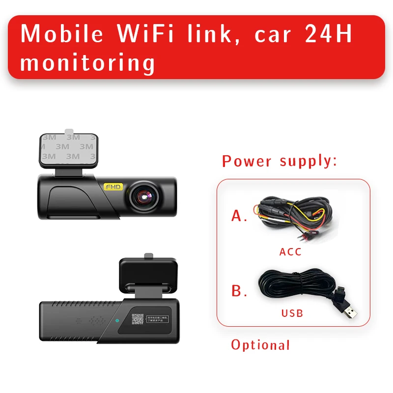 HD1080P DVR Dash Cam Mini hidden Mobile WiFi app  usb ACC 24H Monitor WDR Video Recorder Night vision Loop recording black box