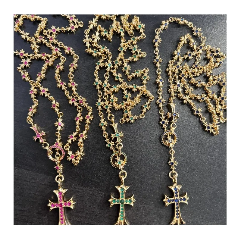 

Croix's Fashion Versatile Light Luxury Trend Cross Style Pendant Telescopic Necklace Couple with The Same Pullover Necklace