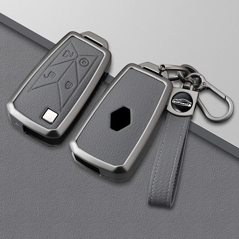 4 Buttons Zinc Alloy Leather Pickup Truck Car Key Case Caps Key Cover For Renault Euro 6 Series T C K Gama Shell Bag Keyring