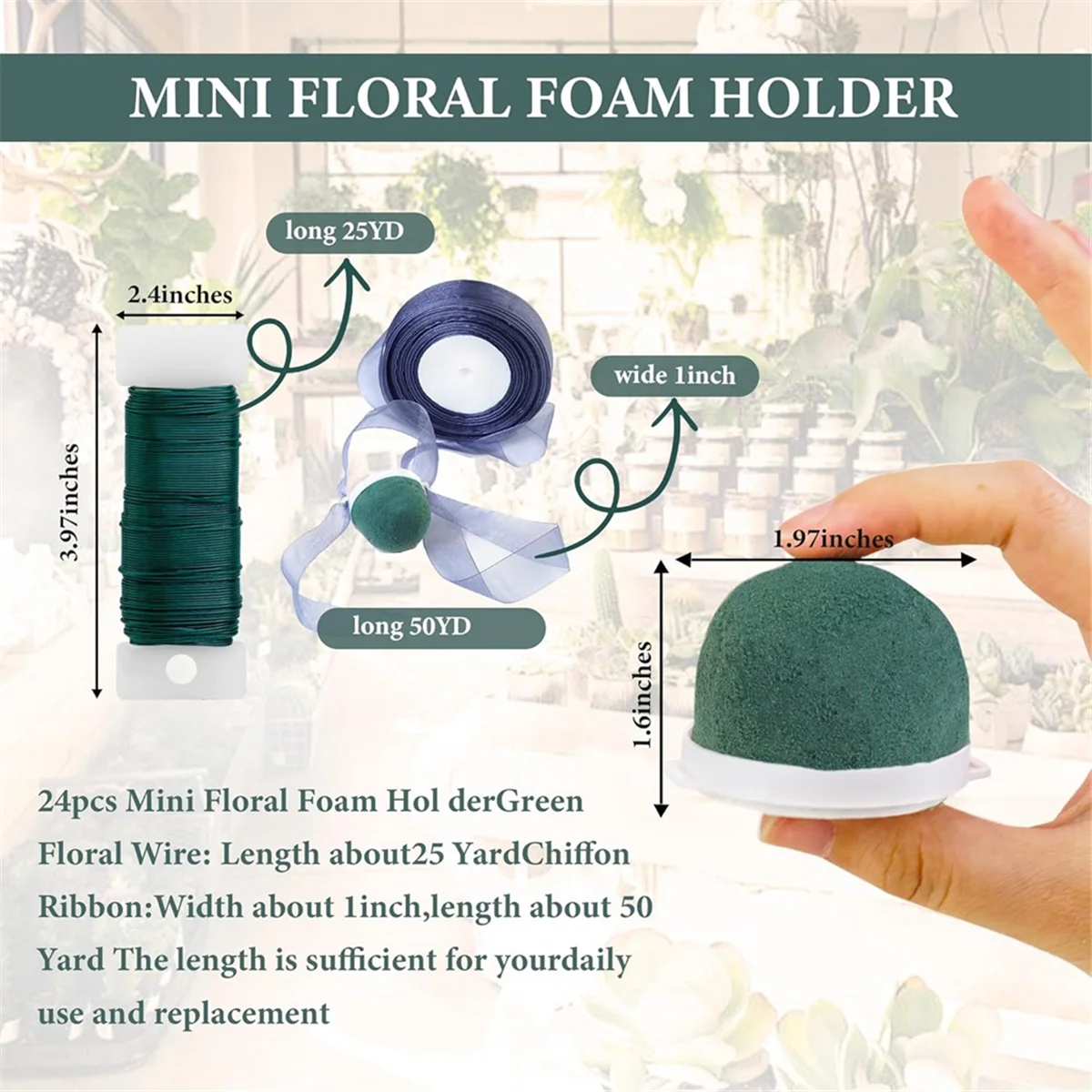 12 Pcs Mini Round Floral Foam Holder,Green Dry and Wet Florist Flower Block Craft Arrangement Supplies for Wine Bottle