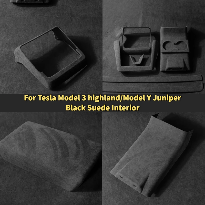 

Rear Anti-kick Panel for Tesla Model Y Juniper/Model 3 2025+ Armrest Box Cover Sticker Center Console Interior Suede Accessories