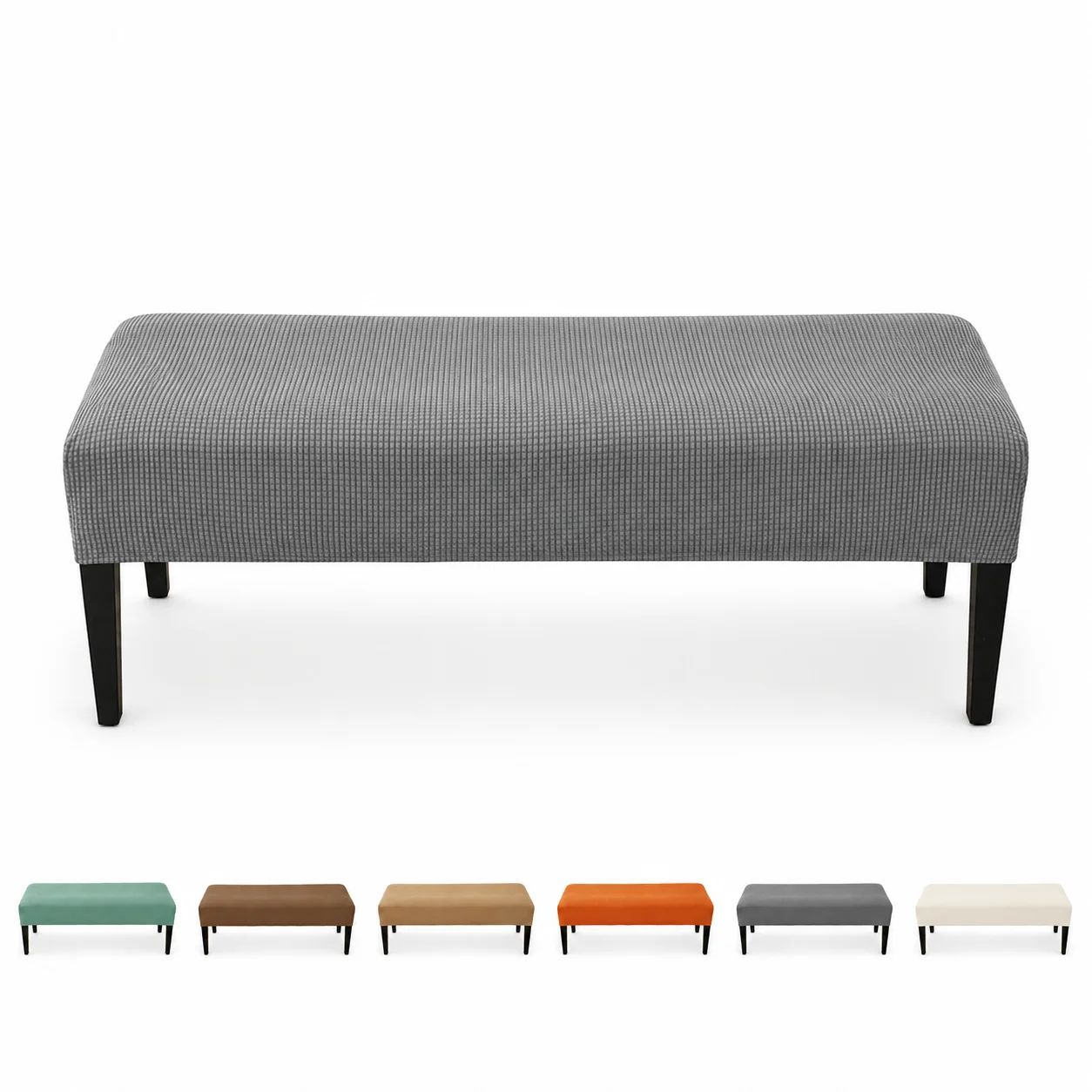 1pc Stretch Corn Fleece Bench Cover, Soft Elastic Corn Fuzz Dining Bench Slipcover, Long Bench Seat Protector for Home Hotel